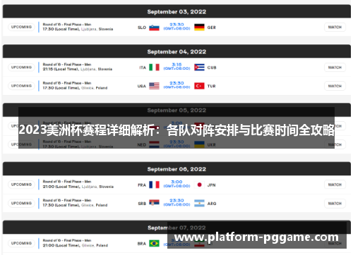 2023美洲杯赛程详细解析：各队对阵安排与比赛时间全攻略